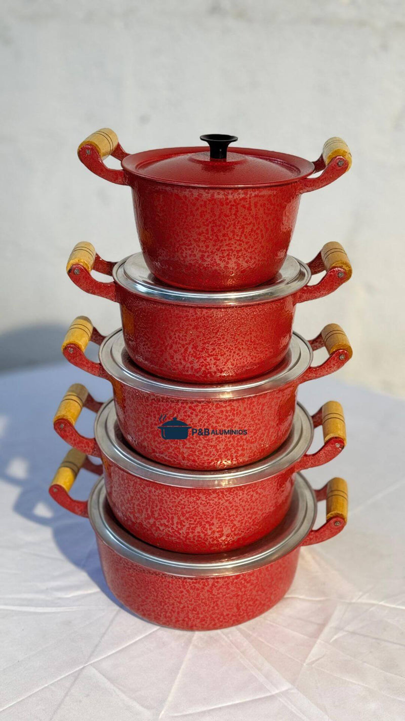 Jogo de Panelas Coloridas 16 a 24 cm com Tampa Fina